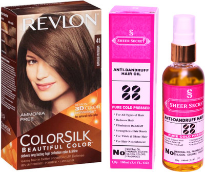 

Revlon MEDIUM BROWN 41 with SHEER SECRET COLD PRESSED ANTI DANDRUFF OIL 100ML(Set of 2)