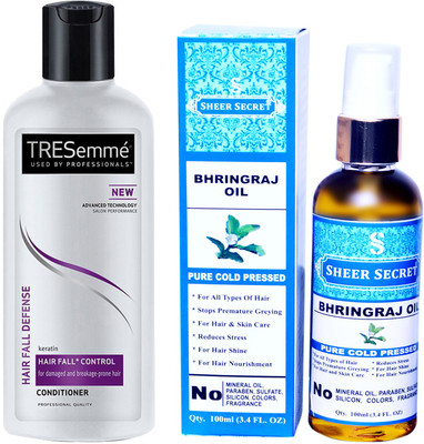 

TRESemme 190 ML HAIR FALL DEFENCE CONDITIONER with SHEER SECRET COLD PRESSED BHRINGRAJ OIL 100ML(Set of 2)