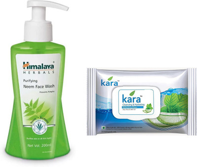 

Himalaya Neem Face Wash, kara skin care wipes(Set of 2)