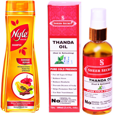 

NYLE 180 ML DAMAGE REPAIR SHAMPOO with SHEER SECRET COLD PRESSED THANDA OIL 100ML(Set of 2)