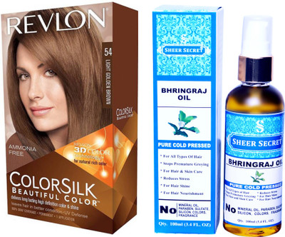 

Revlon LIGHT GOLDEN BROWN 54 with SHEER SECRET COLD PRESSED BHRINGRAJ OIL 100ML(Set of 2)