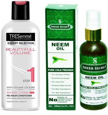 

TRESemme 190 ML BEAUTIFULL VOLUME CONDITIONER with SHEER SECRET COLD PRESSED NEEM OIL 100ML(Set of 2)