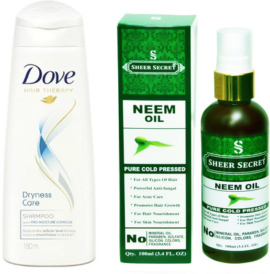 

Dove 180 ML DRYNESS CARE SHAMPOO with SHEER SECRET COLD PRESSED NEEM OIL 100ML(Set of 2)