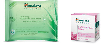 

Himalaya Aloe Vera Facial Wipes, Anti Wrinkle Cream(Set of 2)