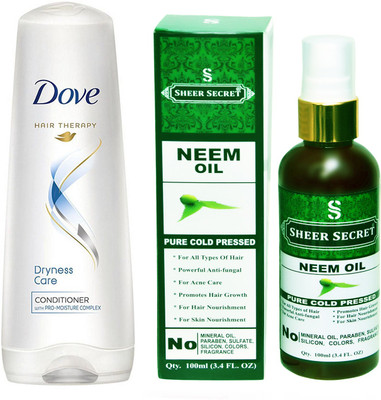 

Dove 180 ML DRYNESS CARE CONDITIONER with SHEER SECRET COLD PRESSED NEEM OIL 100ML(Set of 2)