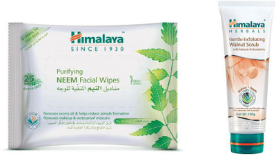 

Himalaya Purifying Neem Facial Wipes, Gentle Exfoliating Walnut Scrub(Set of 2)