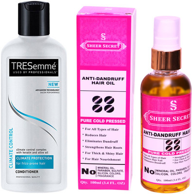 

TRESemme 190 ML CLIMATE CONTROL CONDITIONER with SHEER SECRET COLD PRESSED ANTI DANDRUFF OIL 100ML(Set of 2)