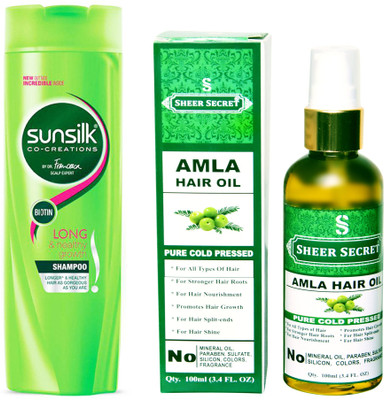 

SUNSILK 180 ML LONG AND HEALTHY GROWTH SHAMPOO with SHEER SECRET COLD PRESSED AMLA OIL 100ML(Set of 2)