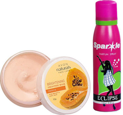 

Avon Anew papaya whitening smoothies face mask 75 g (23421) With one sparkle perfume spray 150 ml(Set of 2)