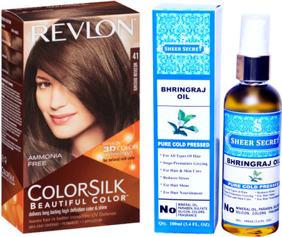 

Revlon MEDIUM BROWN 41 with SHEER SECRET COLD PRESSED BHRINGRAJ OIL 100ML(Set of 2)