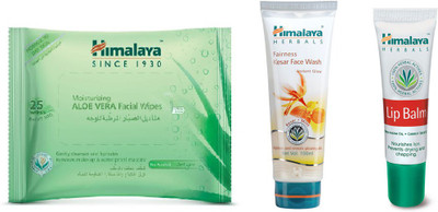 

Himalaya Aloe Vera Facial Wipes, Fairness Kesar Face Wash, Lip Balm(Set of 3)