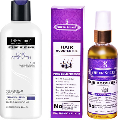 

TRESemme 190 ML IONIC STRENGTH CONDITIONER with SHEER SECRET COLD PRESSED HAIR BOOSTER OIL 100ML(Set of 2)