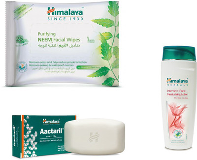 

Himalaya Purifying Neem Facial Wipes, Aactaril Soap, Intensive Face Moisturizing Lotion(Set of 3)
