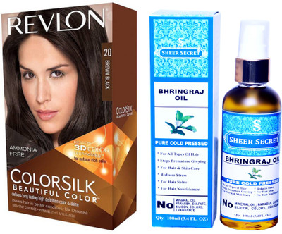

Revlon BROWN BLACK 20 with SHEER SECRET COLD PRESSED BHRINGRAJ OIL 100ML(Set of 2)