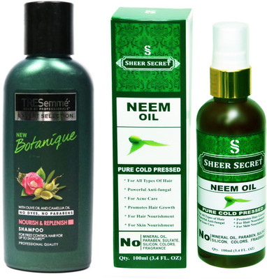 

TRESemme 190 ML BOTANIQUE SHAMPOO with SHEER SECRET COLD PRESSED NEEM OIL 100ML(Set of 2)
