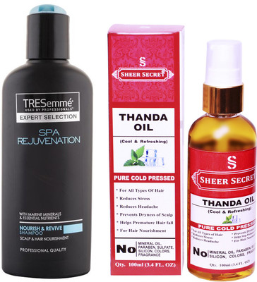 

TRESemme 200 ML SPA REJUVENATION SHAMPOO with SHEER SECRET COLD PRESSED THANDA OIL 100ML(Set of 2)