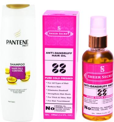 

PANTENE 180 ML HAIR FALL CONTROL SHAMPOO with SHEER SECRET COLD PRESSED ANTI DANDRUFF OIL 100ML(Set of 2)