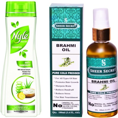 

NYLE 180 ML ANTI DANDRUFF SHAMPOO with SHEER SECRET COLD PRESSED BRAHMI OIL 100ML(Set of 2)