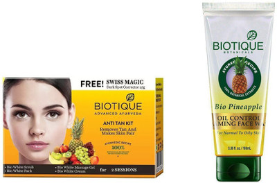 

BIOTIQUE BIO Bio Anti Tan Facial Kit, Bio Pineapple Oil Control Foaming Face Wash(Set of 2)