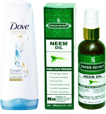

Dove 180 ML OXYGEN MOISTURE CONDITIONER with SHEER SECRET COLD PRESSED NEEM OIL 100ML(Set of 2)