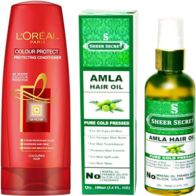 

L'Oreal COLOUR PROTECT CONDITIONER 175 ML with SHEER SECRET COLD PRESSED AMLA OIL 100 ML(Set of 2)