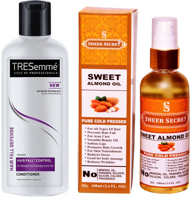 

TRESemme 190 ML HAIR FALL DEFENCE CONDITIONER with SHEER SECRET COLD PRESSED SWEET ALMOND OIL 100ML(Set of 2)