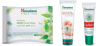 

Himalaya Purifying Neem Facial Wipes, Deep Cleansing Apricot Face Wash, Lip Balm(Set of 3)