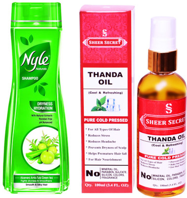 

NYLE 180 ML DRYNESS HYDRATION SHAMPOO with SHEER SECRET COLD PRESSED THANDA OIL 100ML(Set of 2)