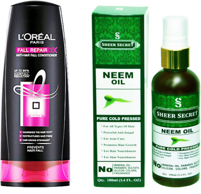 

L'Oreal FALL RESIST 3X CONDITIONER 175 ML with SHEER SECRET COLD PRESSED NEEM OIL 100ML(Set of 2)