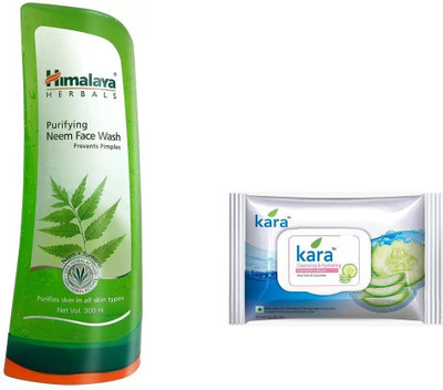 

Himalaya Purifying Neem Face Wash, kara skin care wipes(Set of 2)