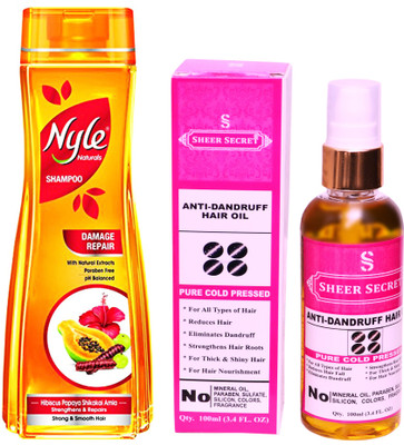 

NYLE 400 ML DAMAGE REPAIR SHAMPOO with SHEER SECRET COLD PRESSED ANTI DANDRUFF OIL 100ML(Set of 2)