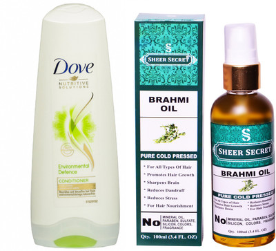 

Dove 180 ML ENVIRONMENTAL DEFENCE CONDITIONER with SHEER SECRET COLD PRESSED BRAHMI OIL 100ML(Set of 2)