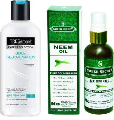 

TRESemme 190 ML SPA REJUVENATION CONDITIONER with SHEER SECRET COLD PRESSED NEEM OIL 100ML(Set of 2)