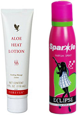 

Forever Aloe Heat Lotion 118 ml (064) With One Sparkle Perfume Spray 150 Ml(Set of 2)