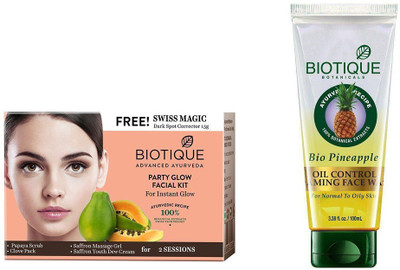

BIOTIQUE BIO Bio Party Glow Facial Kit, Bio Pineapple Oil Control Foaming Face Wash(Set of 2)