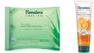 

Himalaya Aloe Vera Facial Wipes, Tan Removal Orange Face Wash(Set of 2)