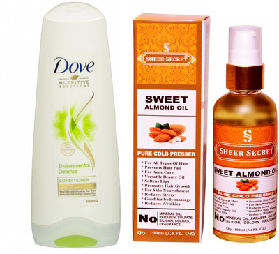 

Dove 180 ML ENVIRONMENTAL DEFENCE CONDITIONER with SHEER SECRET COLD PRESSED SWEET ALMOND OIL 100ML(Set of 2)