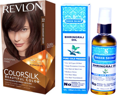 

Revlon DARK MAHOGANY BROWN 32 with SHEER SECRET COLD PRESSED BHRINGRAJ OIL 100ML(Set of 2)