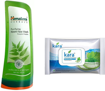 

Himalaya Purifying Neem Face Wash, kara skin care wipes(Set of 2)