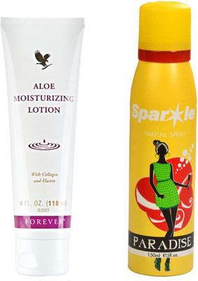 

Forever Aloe Moisturizing Lotion 118 ml (063) With one sparkle perfume spray 150 ml(Set of 2)