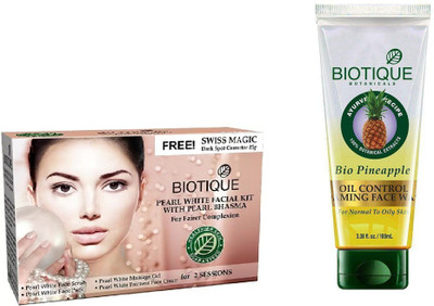 

BIOTIQUE BIO Bio Pearl White Facial Kit, Bio Pineapple Oil Control Foaming Face Wash(Set of 2)