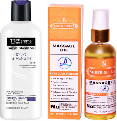 

TRESemme 190 ML IONIC STRENGTH CONDITIONER with SHEER SECRET COLD PRESSED MASSAGE OIL 100ML(Set of 2)