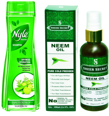 

NYLE 180 ML DRYNESS HYDRATION SHAMPOO with SHEER SECRET COLD PRESSED NEEM OIL 100ML(Set of 2)