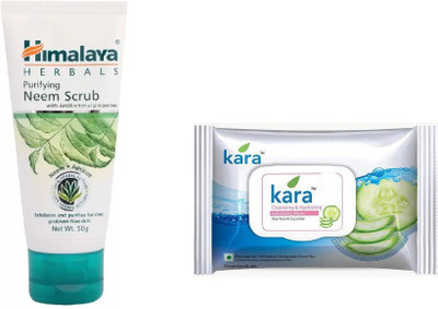 

Himalaya purifying neem face scrub, kara cleansing and hydrating refreshing wipes(Set of 2)