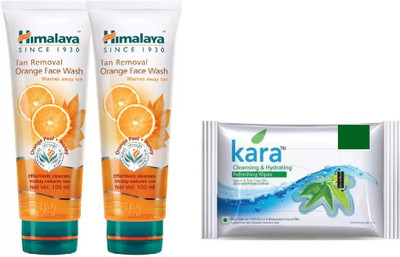 

Himalaya tan removal orange face wash, kara skin care wipes(Set of 3)