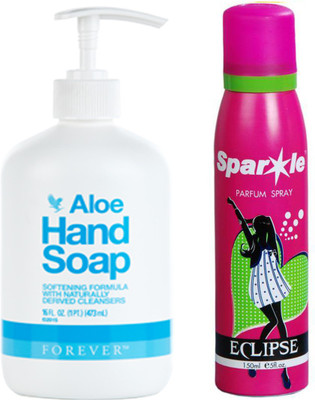 

Forever Aloe Hand Soap 450 ml (523) With One Sparkle Perfume Spray 150 Ml(Set of 2)