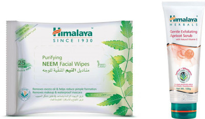 

Himalaya Purifying Neem Facial Wipes, Gentle Exfoliating Apricot Scrub(Set of 2)
