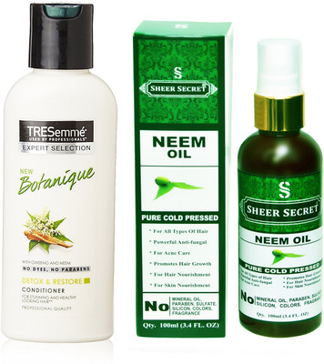 

TRESemme 190 ML BOTANIQUE CONDITIONER with SHEER SECRET COLD PRESSED NEEM OIL 100ML(Set of 2)