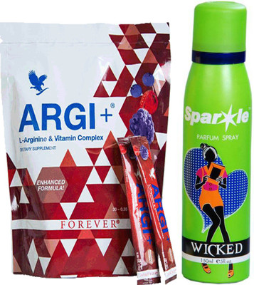 

Forever ARGI + L-Arginine & Vitamin Complex 30 n packets (473) With one sparkle perfume spray 150 ml(Set of 2)
