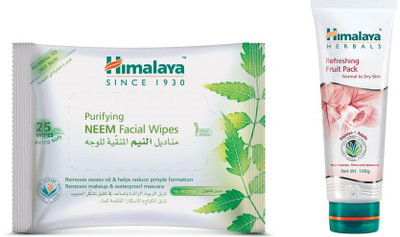 

Himalaya Purifying Neem Facial Wipes, Refreshing Fruit Pack(Set of 2)